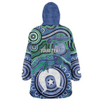 Torres Strait Islander Flag Day Personalised Wearable Blanket Hoodie Dhari Dugongs Sea Cows Aboriginal Art
