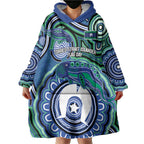 Torres Strait Islander Flag Day Personalised Wearable Blanket Hoodie Dhari Dugongs Sea Cows Aboriginal Art