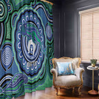 Torres Strait Islander Flag Day Personalised Window Curtain Dhari Dugongs Sea Cows Aboriginal Art