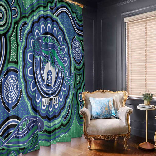Torres Strait Islander Flag Day Personalised Window Curtain Dhari Dugongs Sea Cows Aboriginal Art
