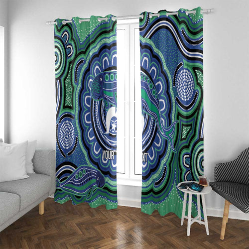 Torres Strait Islander Flag Day Personalised Window Curtain Dhari Dugongs Sea Cows Aboriginal Art