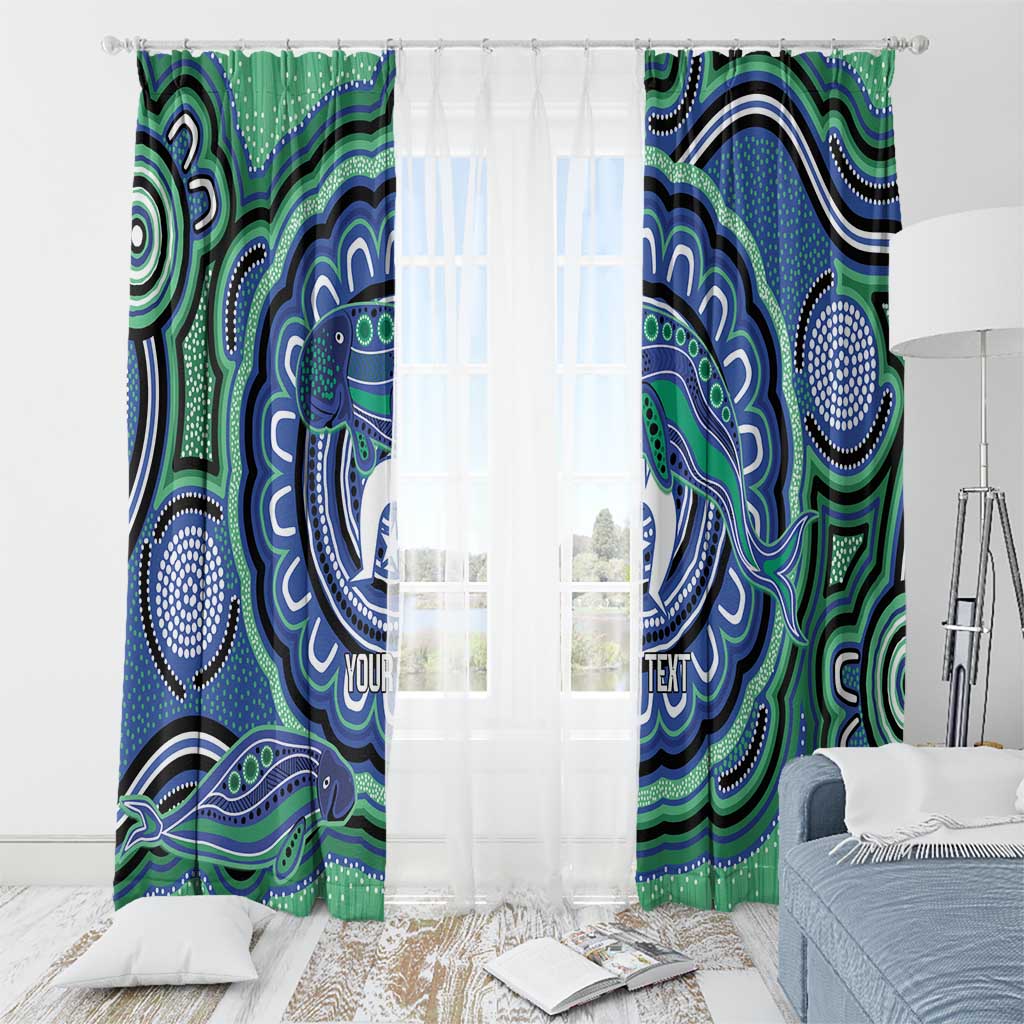 Torres Strait Islander Flag Day Personalised Window Curtain Dhari Dugongs Sea Cows Aboriginal Art