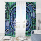 Torres Strait Islander Flag Day Personalised Window Curtain Dhari Dugongs Sea Cows Aboriginal Art