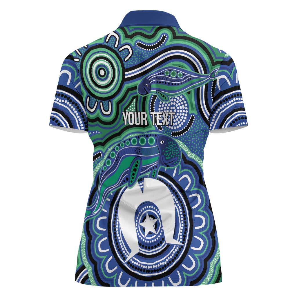 Torres Strait Islander Flag Day Personalised Women Polo Shirt Dhari Dugongs Sea Cows Aboriginal Art