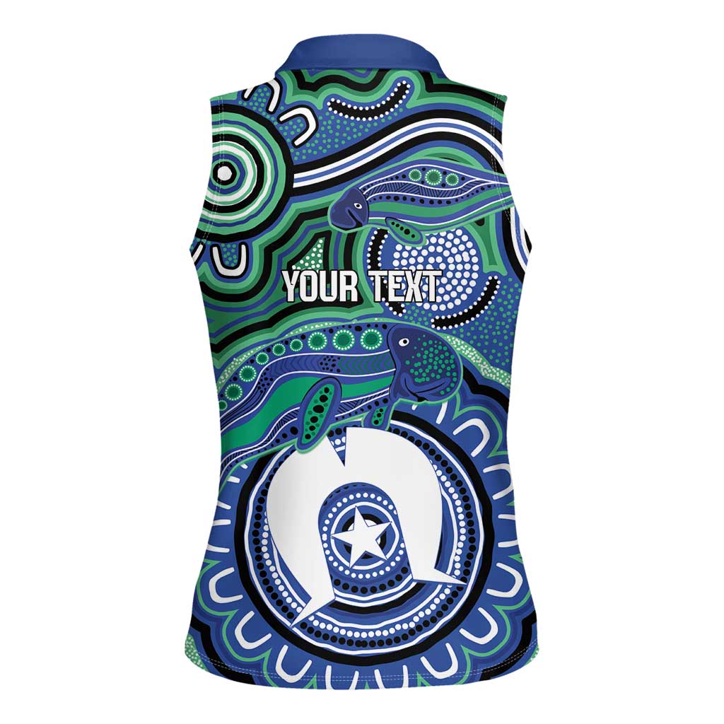 Torres Strait Islander Flag Day Personalised Women Sleeveless Polo Shirt Dhari Dugongs Sea Cows Aboriginal Art