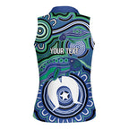 Torres Strait Islander Flag Day Personalised Women Sleeveless Polo Shirt Dhari Dugongs Sea Cows Aboriginal Art