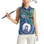 Torres Strait Islander Flag Day Personalised Women Sleeveless Polo Shirt Dhari Dugongs Sea Cows Aboriginal Art