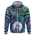 Torres Strait Islander Flag Day Personalised Zip Hoodie Dhari Dugongs Sea Cows Aboriginal Art