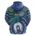Torres Strait Islander Flag Day Personalised Zip Hoodie Dhari Dugongs Sea Cows Aboriginal Art