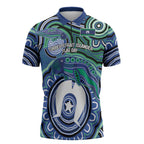 Torres Strait Islander Flag Day Personalised Zipper Polo Shirt Dhari Dugongs Sea Cows Aboriginal Art