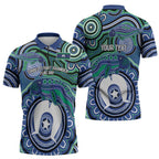 Torres Strait Islander Flag Day Personalised Zipper Polo Shirt Dhari Dugongs Sea Cows Aboriginal Art