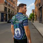 Torres Strait Islander Flag Day Personalised Zipper Polo Shirt Dhari Dugongs Sea Cows Aboriginal Art