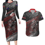 Personalised Cycling New Zealand Couples Matching Long Sleeve Bodycon Dress and Hawaiian Shirt Aotearoa Pride Sportswear