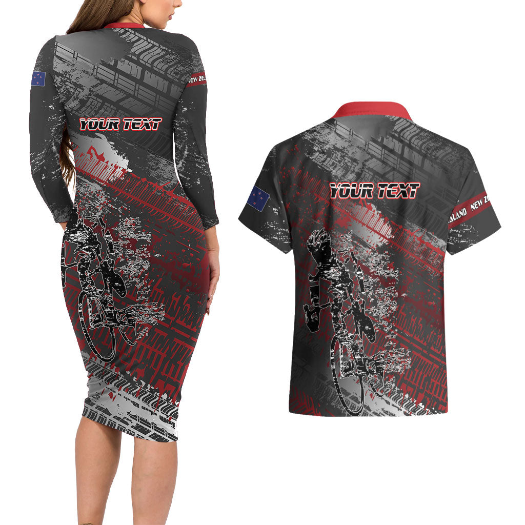 Personalised Cycling New Zealand Couples Matching Long Sleeve Bodycon Dress and Hawaiian Shirt Aotearoa Pride Sportswear