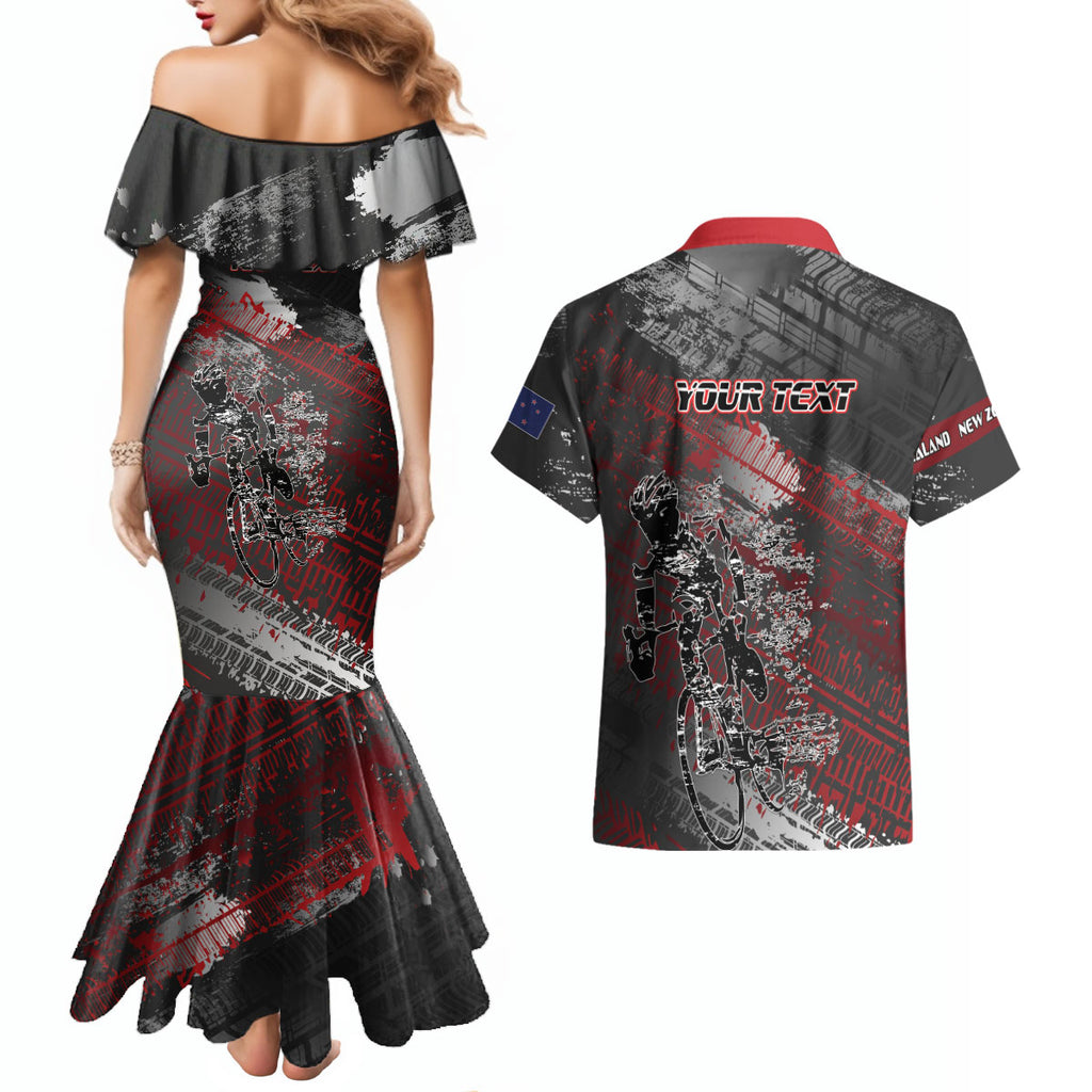Personalised Cycling New Zealand Couples Matching Mermaid Dress and Hawaiian Shirt Aotearoa Pride Sportswear