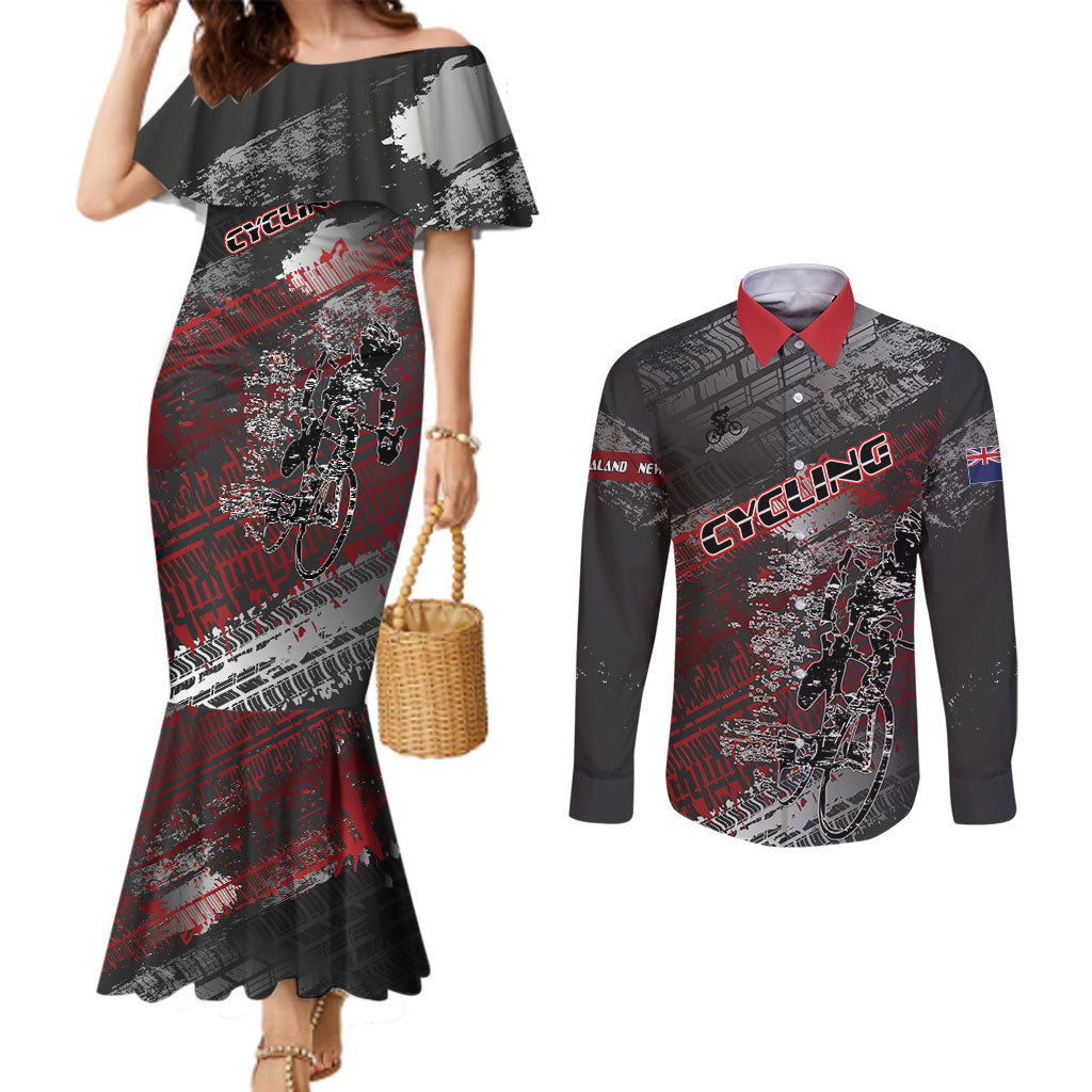 Personalised Cycling New Zealand Couples Matching Mermaid Dress and Long Sleeve Button Shirt Aotearoa Pride Sportswear