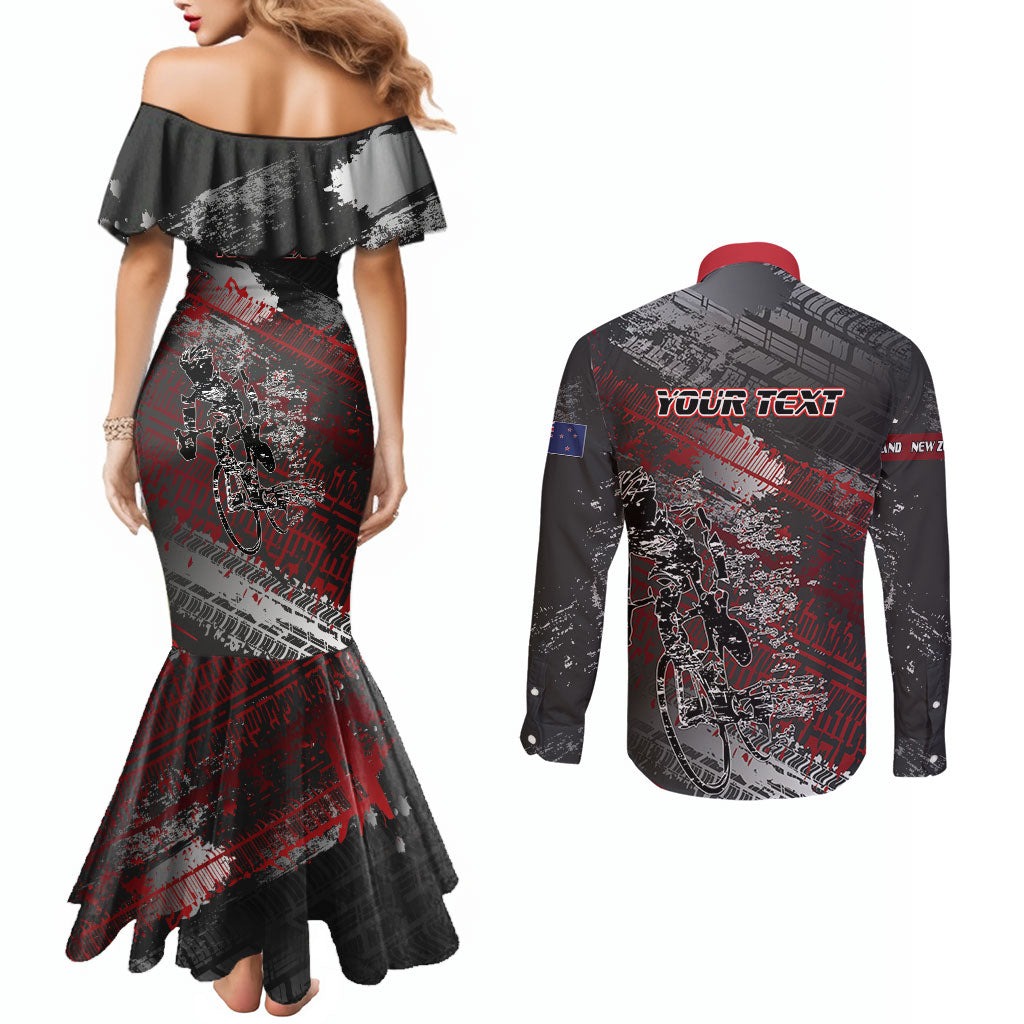 Personalised Cycling New Zealand Couples Matching Mermaid Dress and Long Sleeve Button Shirt Aotearoa Pride Sportswear