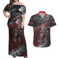 Personalised Cycling New Zealand Couples Matching Off Shoulder Maxi Dress and Hawaiian Shirt Aotearoa Pride Sportswear
