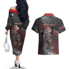 Personalised Cycling New Zealand Couples Matching Off The Shoulder Long Sleeve Dress and Hawaiian Shirt Aotearoa Pride Sportswear