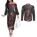 Personalised Cycling New Zealand Couples Matching Off The Shoulder Long Sleeve Dress and Long Sleeve Button Shirt Aotearoa Pride Sportswear