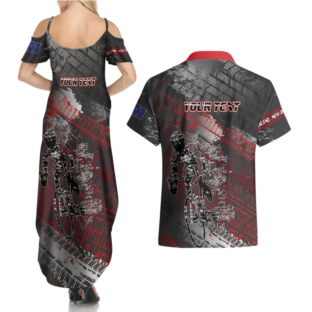 Personalised Cycling New Zealand Couples Matching Summer Maxi Dress and Hawaiian Shirt Aotearoa Pride Sportswear