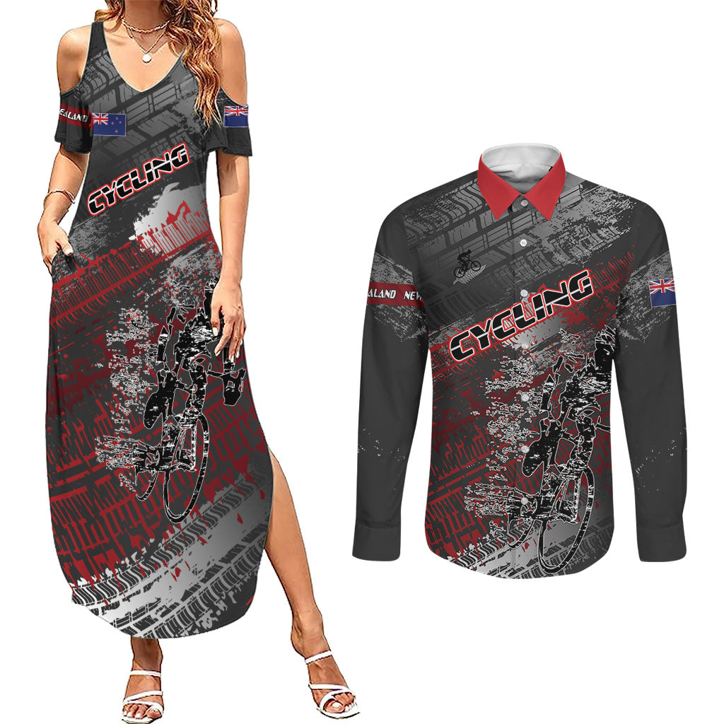Personalised Cycling New Zealand Couples Matching Summer Maxi Dress and Long Sleeve Button Shirt Aotearoa Pride Sportswear