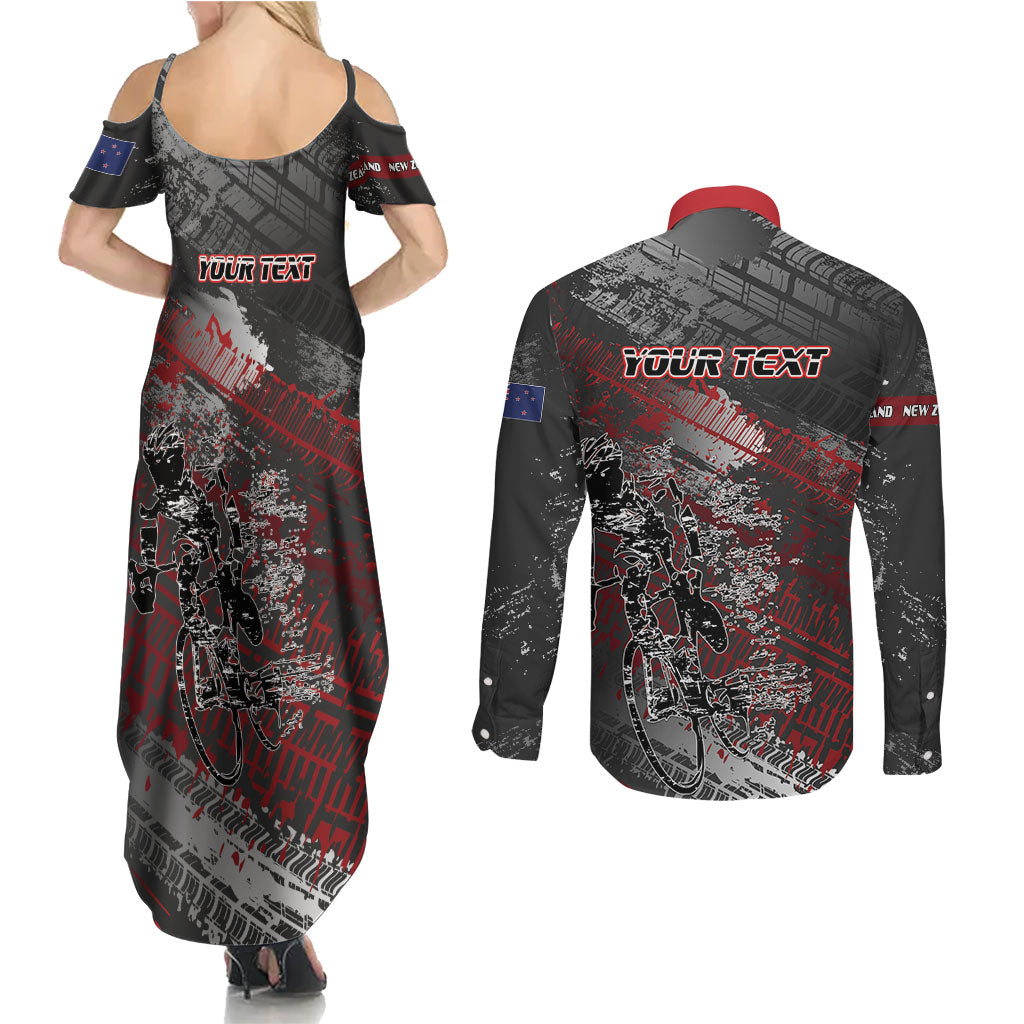 Personalised Cycling New Zealand Couples Matching Summer Maxi Dress and Long Sleeve Button Shirt Aotearoa Pride Sportswear