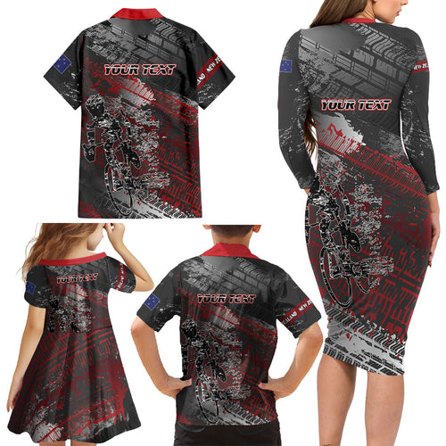 Personalised Cycling New Zealand Family Matching Long Sleeve Bodycon Dress and Hawaiian Shirt Aotearoa Pride Sportswear
