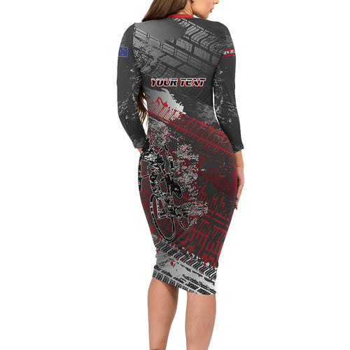 Personalised Cycling New Zealand Family Matching Long Sleeve Bodycon Dress and Hawaiian Shirt Aotearoa Pride Sportswear