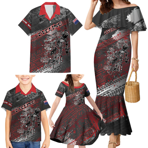 Personalised Cycling New Zealand Family Matching Mermaid Dress and Hawaiian Shirt Aotearoa Pride Sportswear
