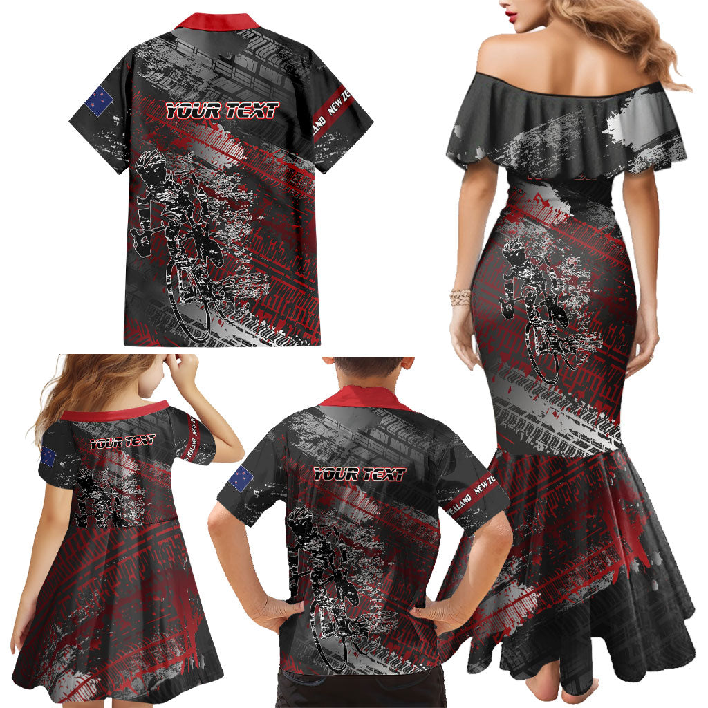 Personalised Cycling New Zealand Family Matching Mermaid Dress and Hawaiian Shirt Aotearoa Pride Sportswear