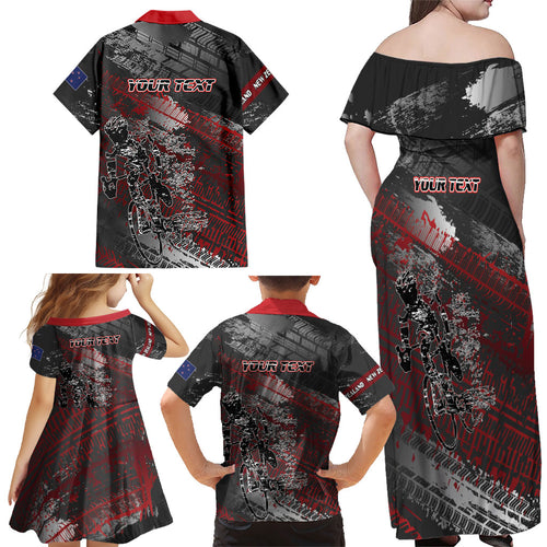 Personalised Cycling New Zealand Family Matching Off Shoulder Maxi Dress and Hawaiian Shirt Aotearoa Pride Sportswear