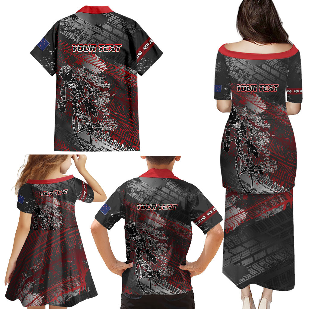 Personalised Cycling New Zealand Family Matching Puletasi and Hawaiian Shirt Aotearoa Pride Sportswear