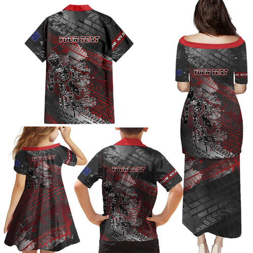 Personalised Cycling New Zealand Family Matching Puletasi and Hawaiian Shirt Aotearoa Pride Sportswear