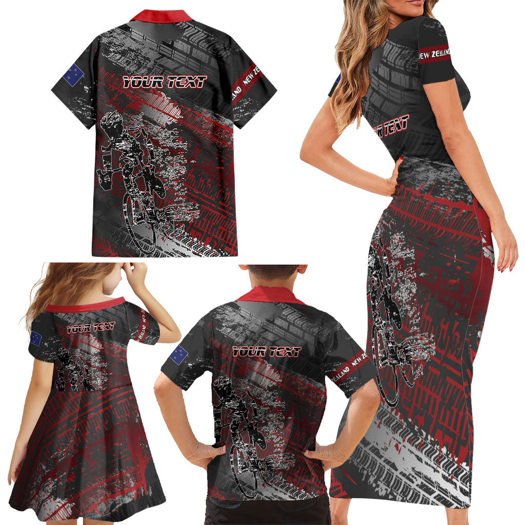 Personalised Cycling New Zealand Family Matching Short Sleeve Bodycon Dress and Hawaiian Shirt Aotearoa Pride Sportswear