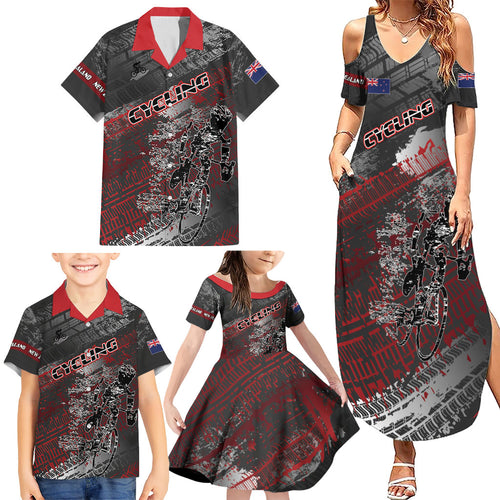 Personalised Cycling New Zealand Family Matching Summer Maxi Dress and Hawaiian Shirt Aotearoa Pride Sportswear