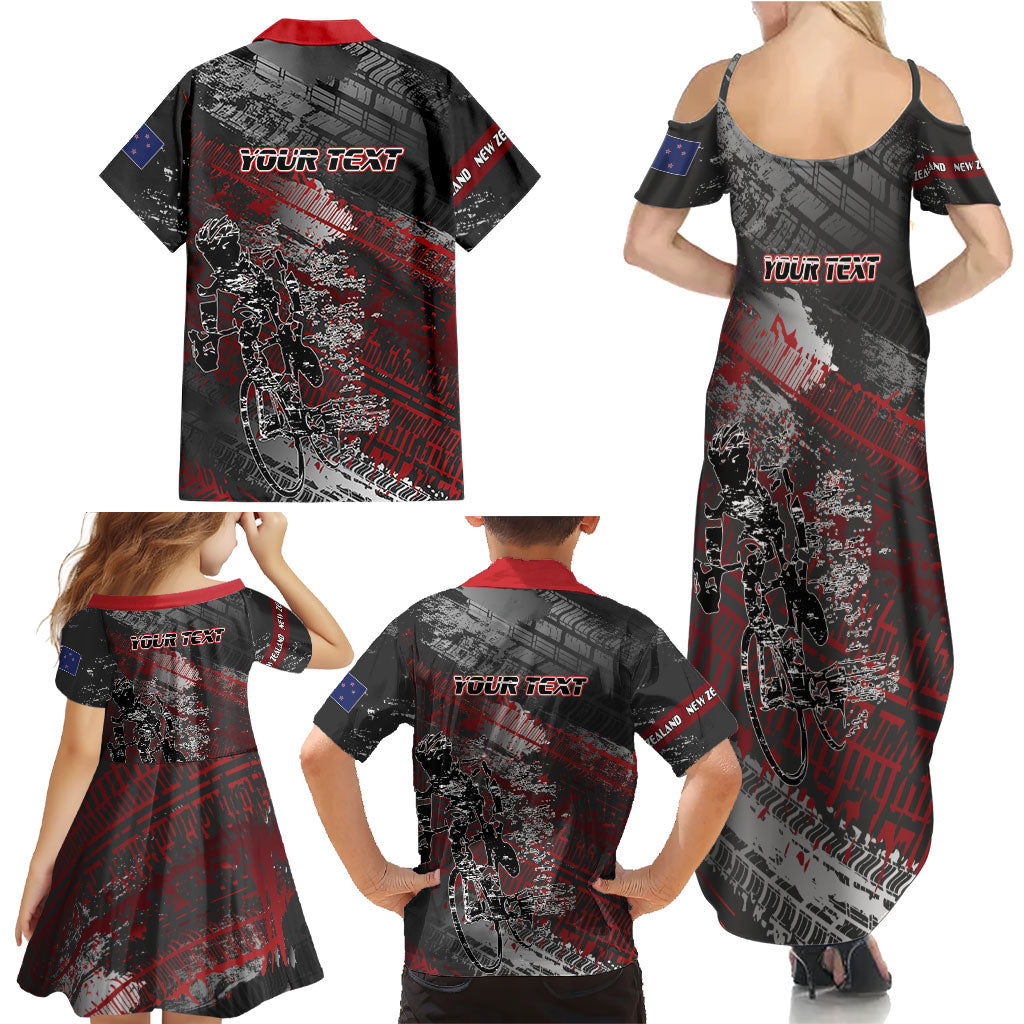 Personalised Cycling New Zealand Family Matching Summer Maxi Dress and Hawaiian Shirt Aotearoa Pride Sportswear