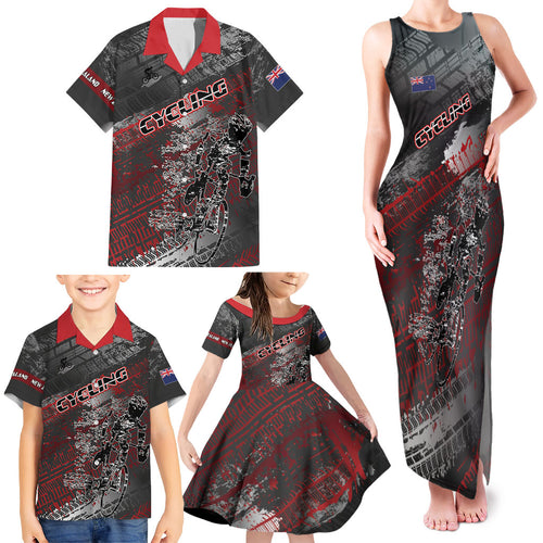 Personalised Cycling New Zealand Family Matching Tank Maxi Dress and Hawaiian Shirt Aotearoa Pride Sportswear