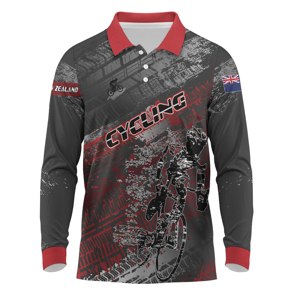Personalised Cycling New Zealand Long Sleeve Polo Shirt Aotearoa Pride Sportswear