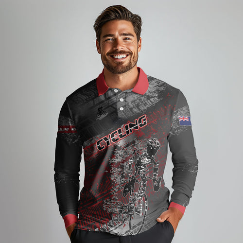 Personalised Cycling New Zealand Long Sleeve Polo Shirt Aotearoa Pride Sportswear