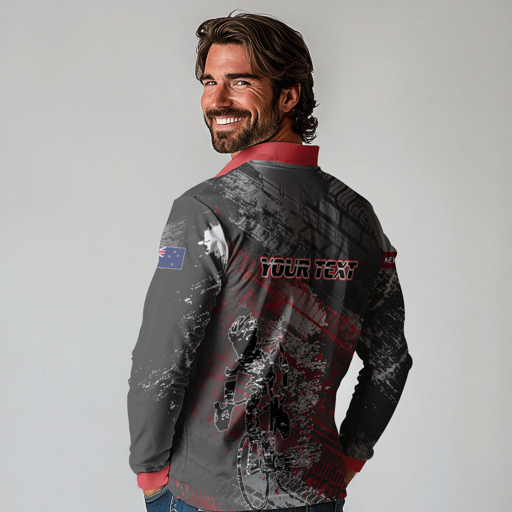 Personalised Cycling New Zealand Long Sleeve Polo Shirt Aotearoa Pride Sportswear