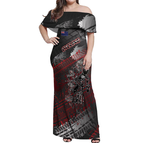 Personalised Cycling New Zealand Off Shoulder Maxi Dress Aotearoa Pride Sportswear