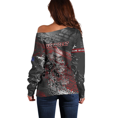 Personalised Cycling New Zealand Off Shoulder Sweater Aotearoa Pride Sportswear