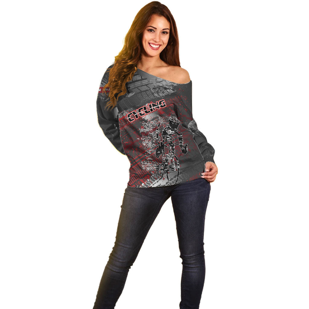 Personalised Cycling New Zealand Off Shoulder Sweater Aotearoa Pride Sportswear
