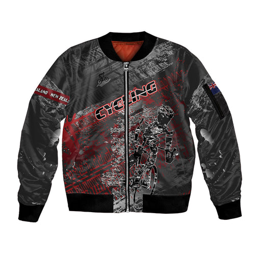 Personalised Cycling New Zealand Sleeve Zip Bomber Jacket Aotearoa Pride Sportswear