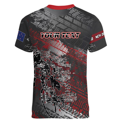 Personalised Cycling New Zealand Women V-Neck T-Shirt Aotearoa Pride Sportswear