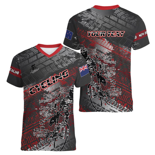 Personalised Cycling New Zealand Women V-Neck T-Shirt Aotearoa Pride Sportswear
