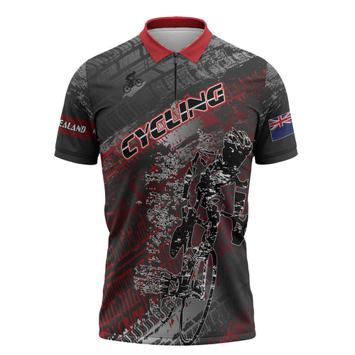 Personalised Cycling New Zealand Zipper Polo Shirt Aotearoa Pride Sportswear