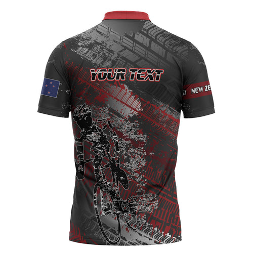 Personalised Cycling New Zealand Zipper Polo Shirt Aotearoa Pride Sportswear