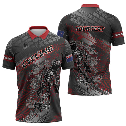 Personalised Cycling New Zealand Zipper Polo Shirt Aotearoa Pride Sportswear